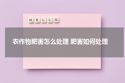 农作物肥害怎么处理 肥害如何处理