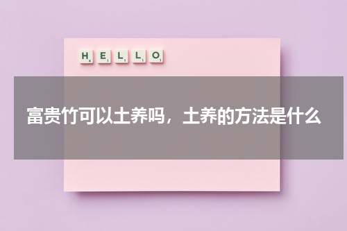 富贵竹可以土养吗，土养的方法是什么