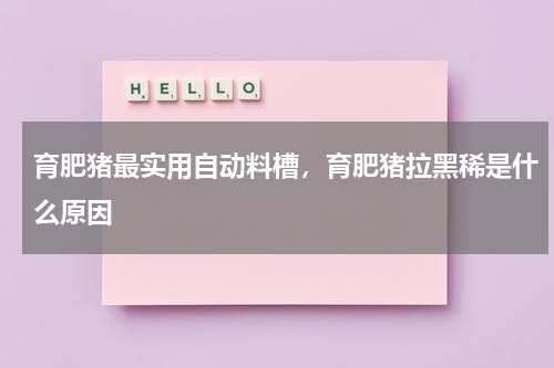 育肥猪最实用自动料槽，育肥猪拉黑稀是什么原因