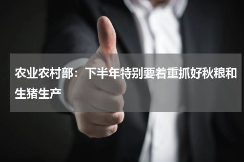 农业农村部：下半年特别要着重抓好秋粮和生猪生产
