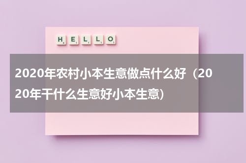2020年农村小本生意做点什么好（2020年干什么生意好小本生意）