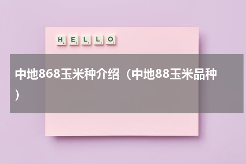 中地868玉米种介绍（中地88玉米品种）